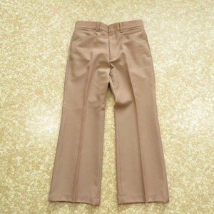 Mens Vintage Polyester Twill Pants Flare Leg Flat Front 34wx29.5